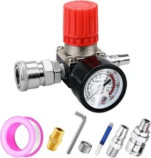 Preciva Air Compressor Pressure Regulator with Dial Gauge, 0-175 PSI Red 