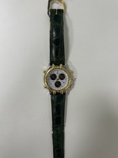 PRYNGEPS Chronograph CR729 cronografo quarzo tachimetro 5 ATM pelle verde