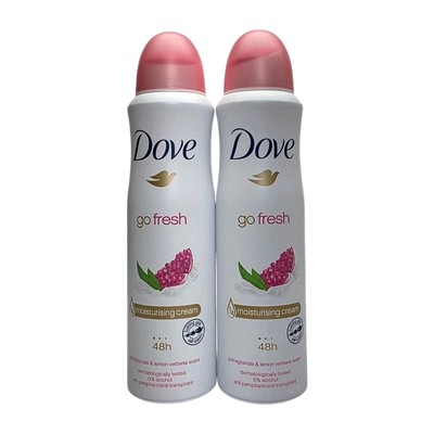 2 Pack Dove Go Fresh Pomegranate & Lemon Verbena Deodorant 48h Spray 150 ml.