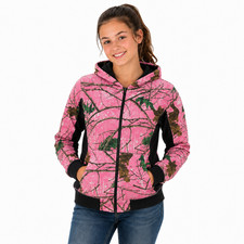 Trailcrest Girls' Pink Camo Full Zip Hooded Sweatshirt Hunting Jacket