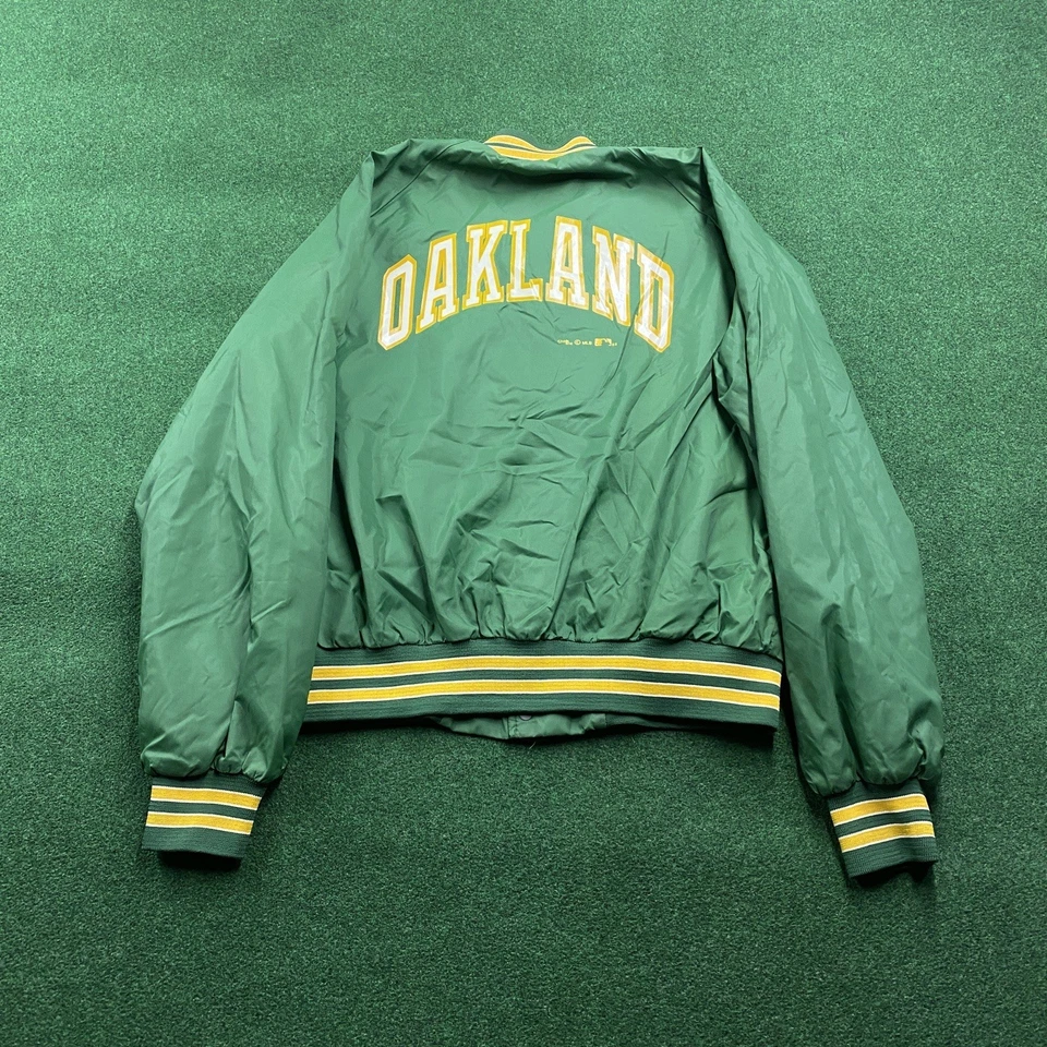 Chaqueta De Colección Oakland Atletics Línea Tiza Para Hombres XL Verde Años 80 A MLB Béisbol Foto 3 de 4
