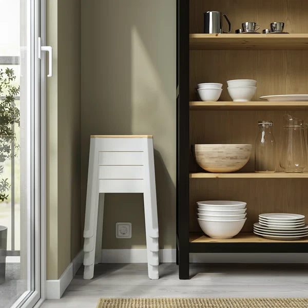 IKEA Stool White Pine Small Side Table Chair Seat Kitchen Bedroom Pack of 1 New - Image 3 of 4