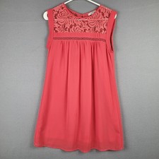 Speechless Womens Size S Lace Inlet Mini Tunic Dress Coral Summer Elevated Basic