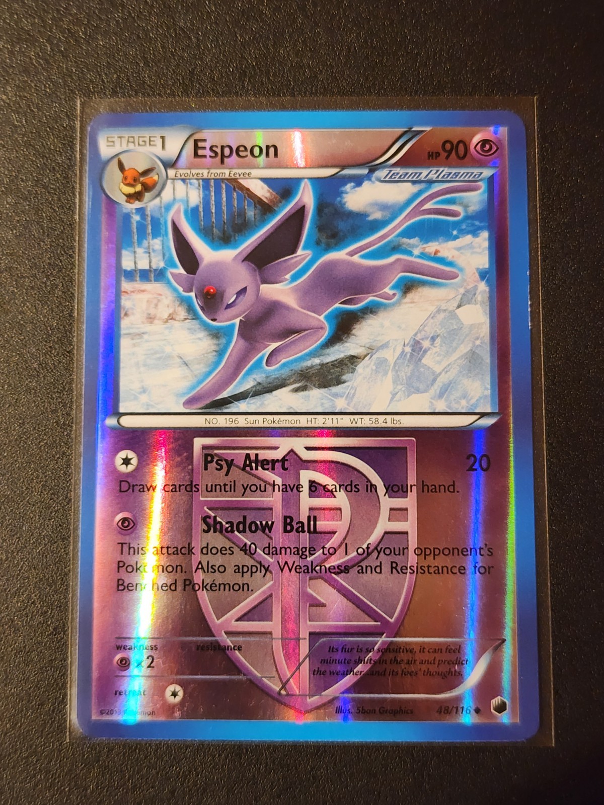 Espeon 48/116 Plasma Freeze Reverse Holo Pokemon Card LP Excellent