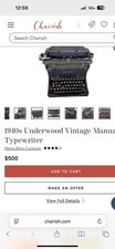 Vintage Antique Underwood No. 5 Standard Typewriter Great Condition! thumbnail