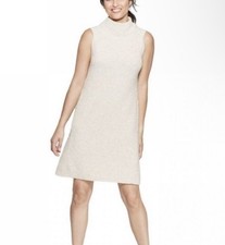 A New Day Wool Blend Mock Neck Beige Knit Sleeveless Sweater Dress Size S