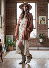 Nine West 8.5 Tan Suede Pointed Toe Knee High Boots Worldclass Brazil Y2K Boho