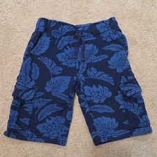 GYMBOREE Boys Sz 8 SHORTS Cotton Cargo Drawstring Soft Navy Blue Cruise Leaf