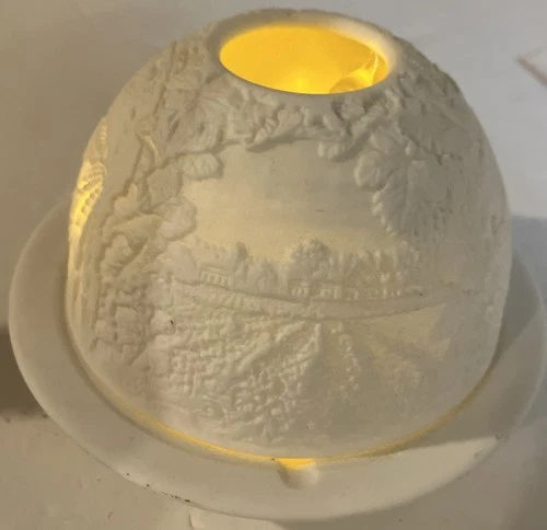 Limoges Bernardaud Lithophane Candle Votive Fairy Lamp VINEYARDS Scenes NO BOX