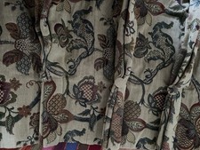 Heavy Classic Lined Pair Curtains Pencil Button Pleat. Each 54” long 100cm wide