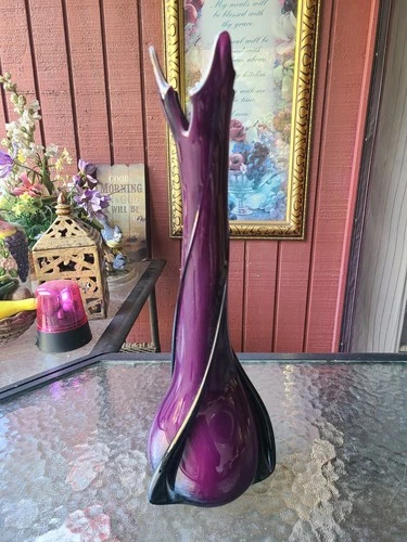 Vintage Purple Murano Glass Vase Made from Murano Glass 1950s  15.2" H~ 5" Wide