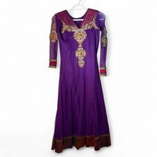 Purple Embellished Anarkali Dress Traditional Indian Formal Gown S