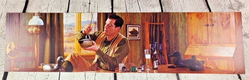 NOS VTG SCHLITZ BEER Cooler Door Sign THE DUCK CARVER Transparency 25.5x6.5"