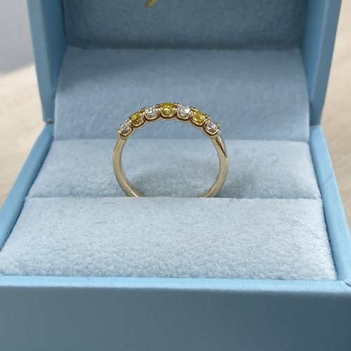 Bracelet de mariage diamant cultivé en laboratoire blanc jaune alterné 0,50 ct 14 carats 7 pierres - Photo 12 sur 12