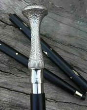 Wooden Walking Cane With Antique Brass Designer Victorian Handle Wooden Stick