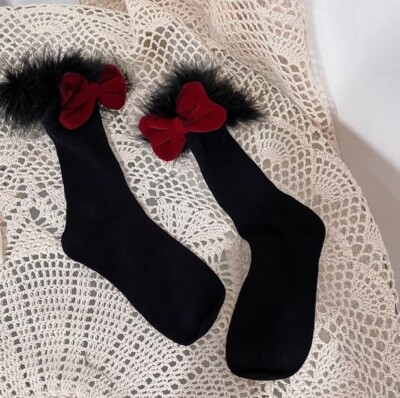 Japanese women Retro Lolita Bow Ruffle Socks Girl Cute stockings