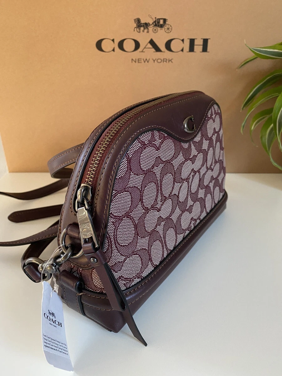NWT COACH F38113 IVIE CROSSBODY IN SIGNATURE JACQUARD Raspberry 298 Authentic
