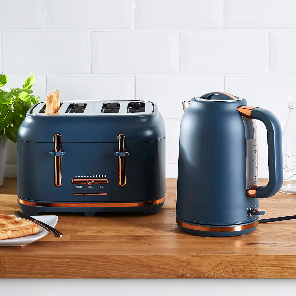 Kitchen Appliances Kettle And Toaster Set Navy Blue Cavaletto