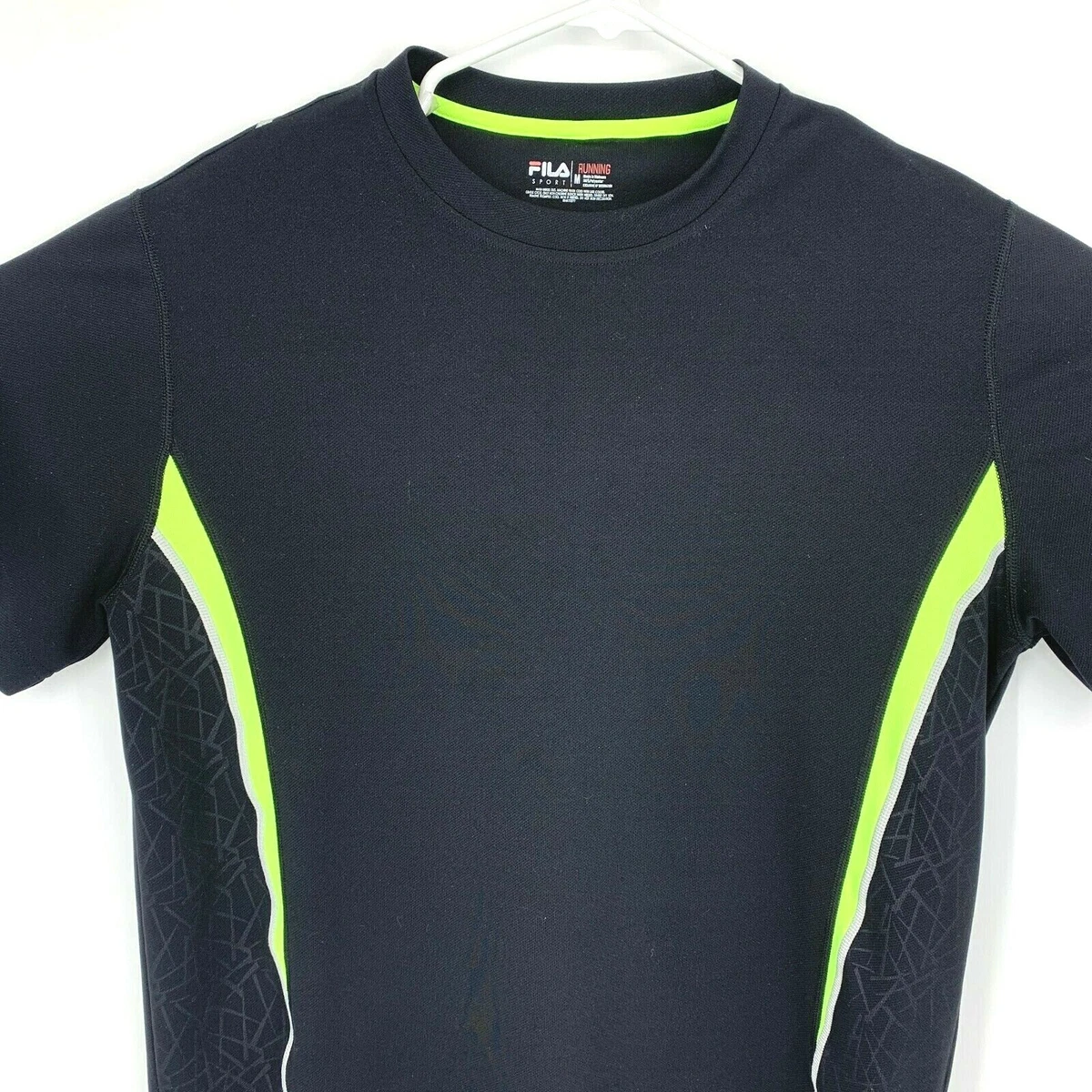 Fila Sport Mens Running Shirt Medium Polyester Black Green | eBay