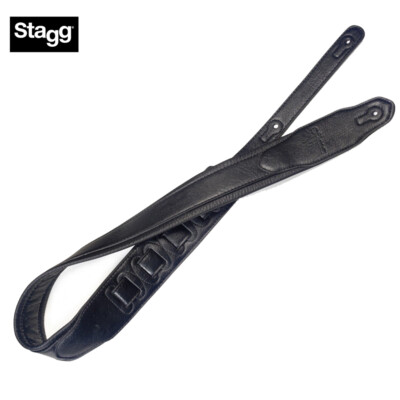 Stagg SPFL 40 BLK Black Padded Leather-Style Adjustable Guitar Strap