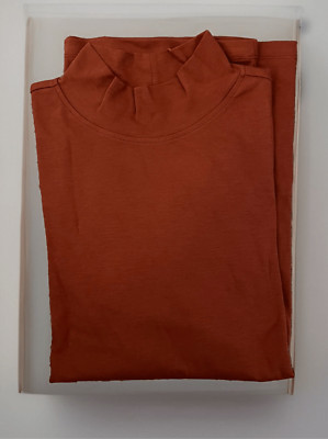 North Style Womens 3X Pima Cotton Mockneck Top Spice Orange Long Sleeves NWT
