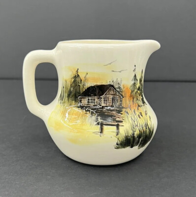 Anchor Point Alaska Hand Painted Creamer Pitcher By  Mugs & Jugs 