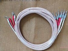 Silver Amplifier Audio CD Player Speaker Banana  Fork Bi-Wire Flat Cable 2m 6FT