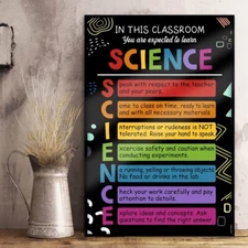 Science Class Rules Poster in This Classroom, Science Lab Printable Art, Science
