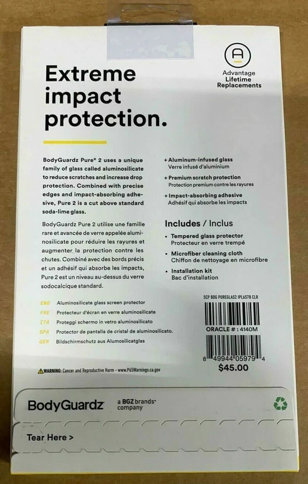 BodyGuardz Pure 2 Tempered Glass Screen Protector iPhone - 6s Plus/7 Plus/8 Plus - Image 2 of 4