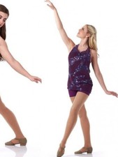 Child XL Contemporary Dance Costume Temptation Boy Short Unitard Top PLUM
