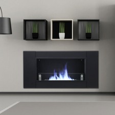 BIO ETHANOL FIREPLACE 1100x540 WALL/INSET MOUNTED FIRE WITH GLASS RECTANG BURNER