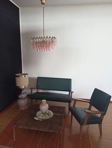 Elegant Murano Poliedri Chandelier - Carlo Scarpa - pink glasses - Foto 4 di 21