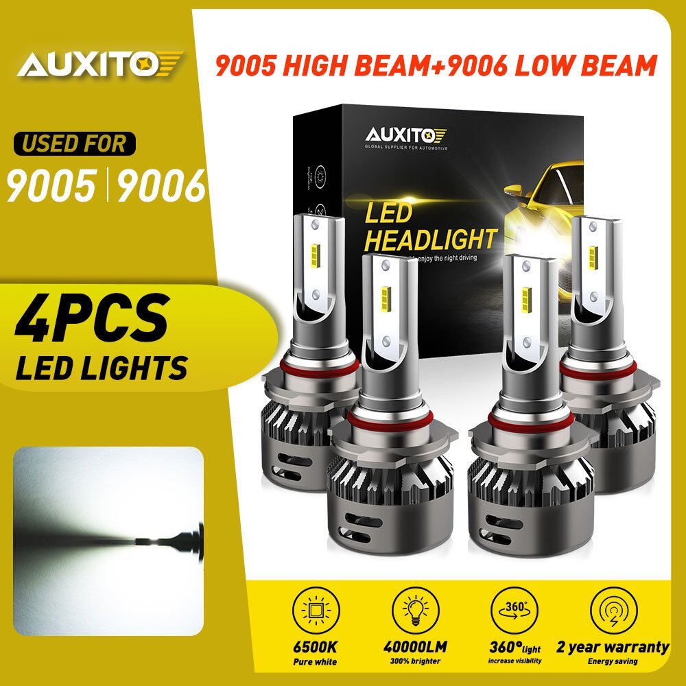 AUXITO Combo LED Headlight Bulbs 9005 9006 High and Low Beam Super Bright 6500K