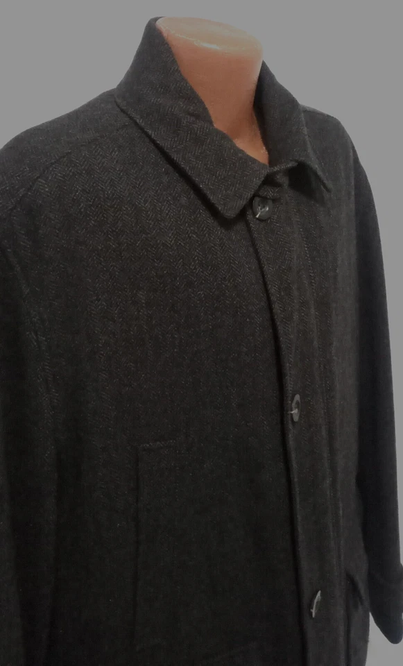 RARE VINTAGE PENDLETON HERRINGBONE DARK BROWN 1OO%WOOL MENS' PEACOAT JACKET XL - Image 4 of 4