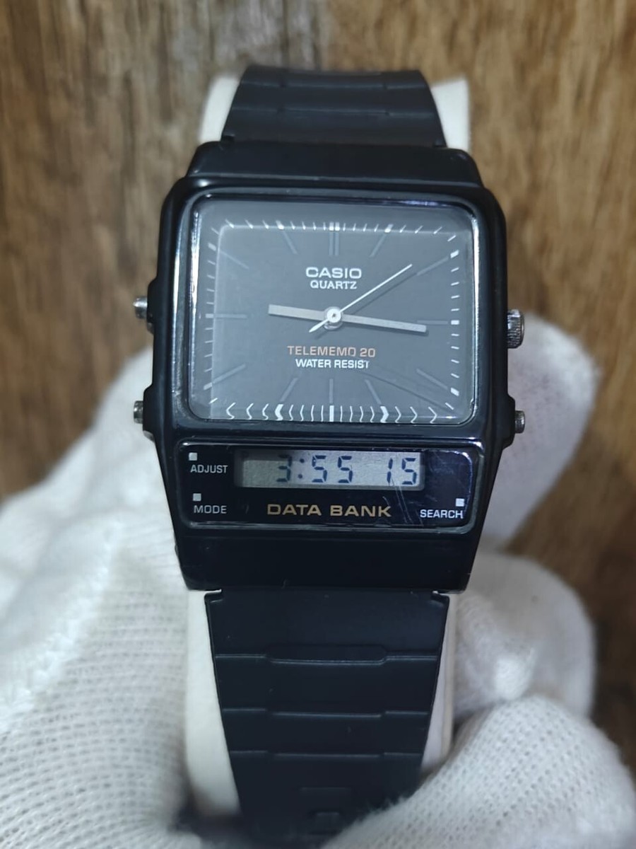 Vintage CASIO AB-20W Data Bank Men Analog Digital Quartz Chrono