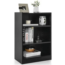 3-Tier Office Modern Bookcase Open Display Rack w/ 18 Position Adjustable Shelf