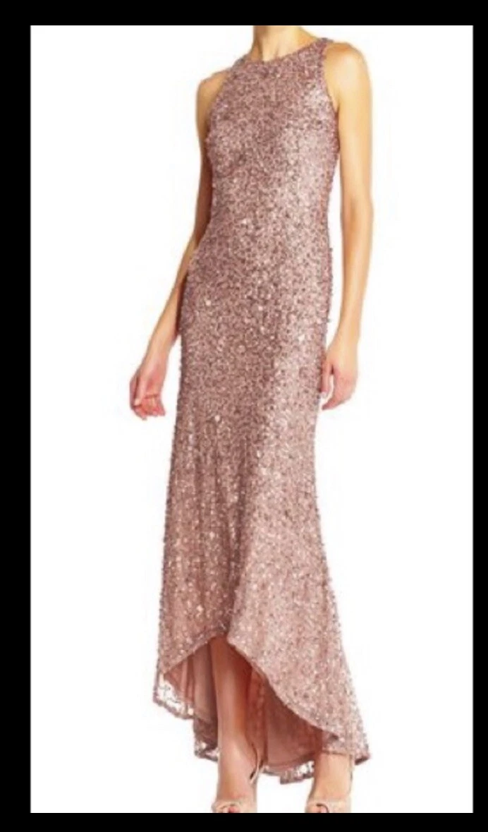 Adrianna papell sequin clearance high low gown