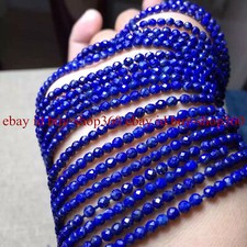 Wholesale Natural 2mm Faceted Blue Lapis Lazuli Gems Round Loose Beads 15.5" AAA