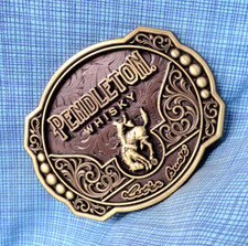 2024 Pendleton Whisky Promo Belt Buckle Let'er Buck Montana Silversmiths .GMP088