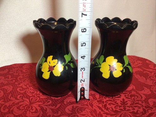 Black Amethyst Hand Painted Vases ( Set of 2) - Picture 4 of 4