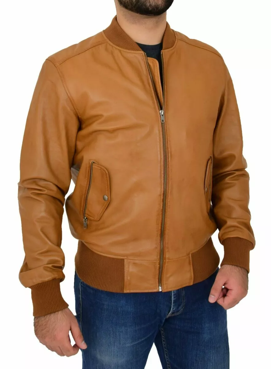 Leather tan jacket clearance mens