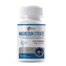 New#Magnesium Citrate Capsules 1000mg Per Serving-Highest Potency 60 Capsules