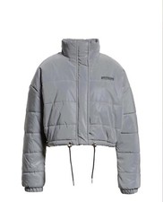I Am Gia Womens Hersilla Puffer Jacket- Reflective 3m Grey Size Xs Kardasian