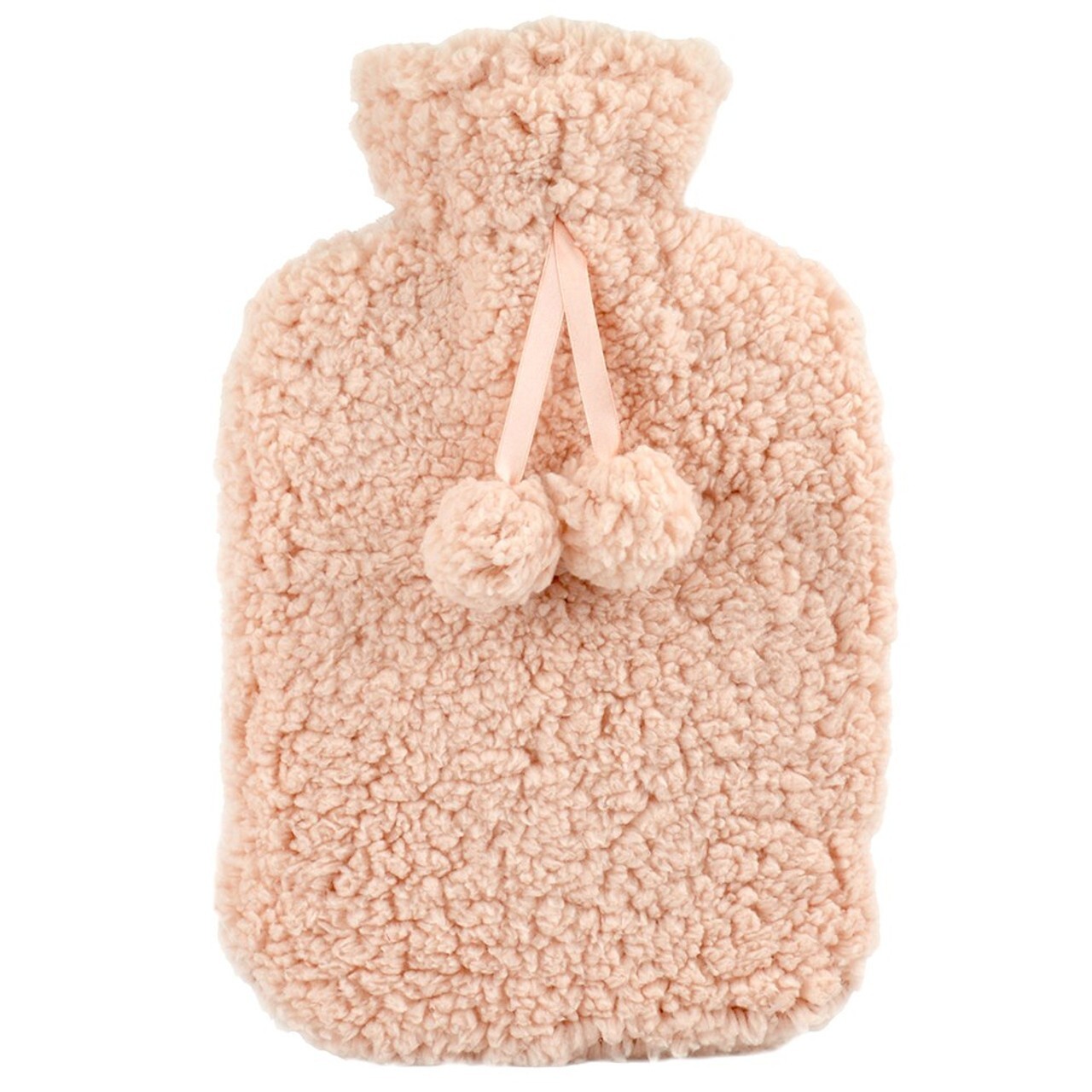 SlumberzzZ Pink Pompom Neck Teddy Fleece 2L Hot Water Bottle & Cover