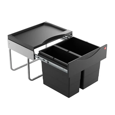 Hailo Abfallsammler 3644941 Raumspar-Tandem-S 18+12L Einbau Mülleimer schwarz - Bild 1 von 4