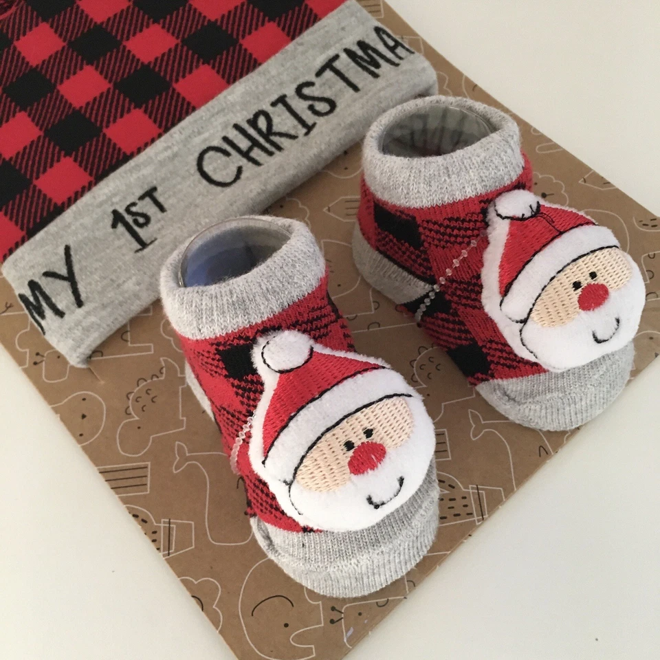 NEW Baby Essentials Baby Christmas Hat & Socks “My First Christmas” - Image 2 of 4