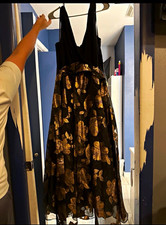 Eliza J Women’s Plus 18W Black Gold Floral V-Neck Sleeveless Maxi Dress