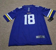 sNWT #18 Vikings Justin Jefferson Purple Jersey Youth Medium Stitched