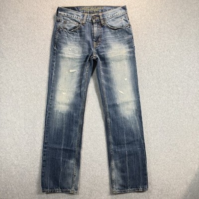 American Eagle Jeans Mens 28x32 Straight Leg Distressed Thrashed Opium Fading