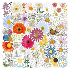 Cute Daisy Stickers 55PCS Beautiful Plants Waterproof Flower Colourful